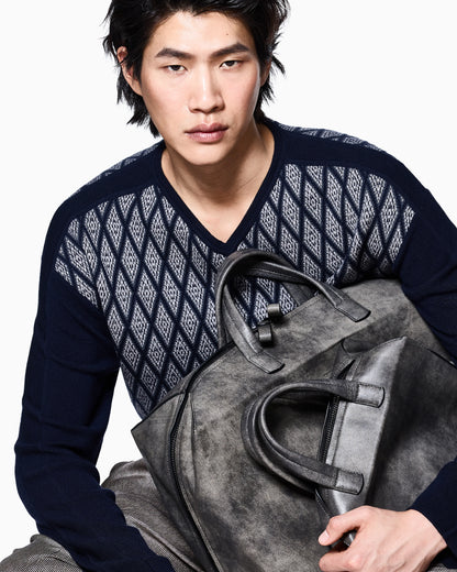 Jumper in virgin wool and cashmere jacquard