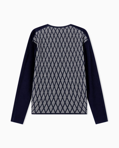 Jumper in virgin wool and cashmere jacquard