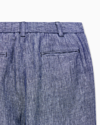 Pleat trousers in mélange linen double canvas