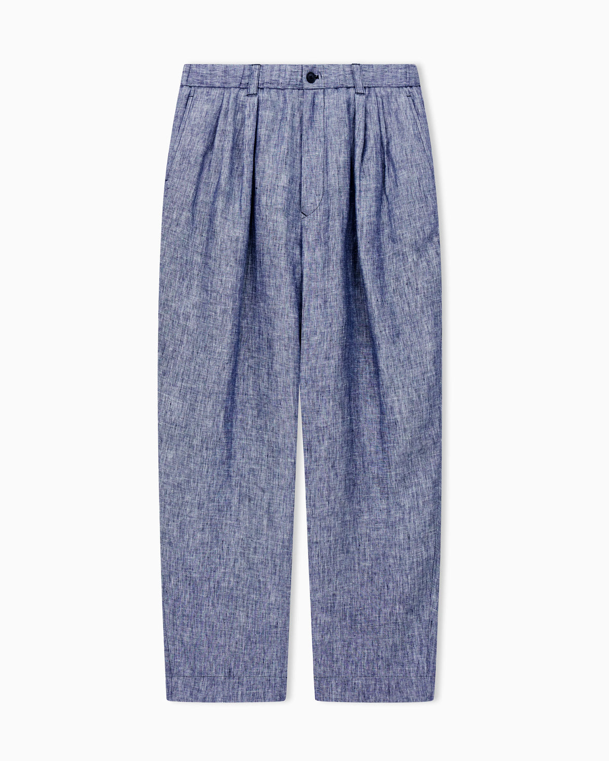 Pleat trousers in mélange linen double canvas