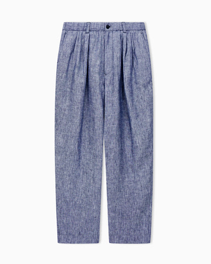 Pleat trousers in mélange linen double canvas