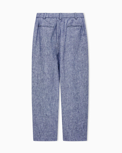 Pleat trousers in mélange linen double canvas