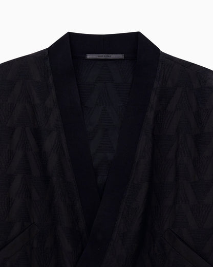Linen blend blouson with chevron embroidery