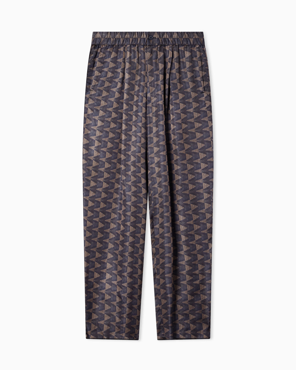 Single-pleat trousers in geometric-print cupro canvas