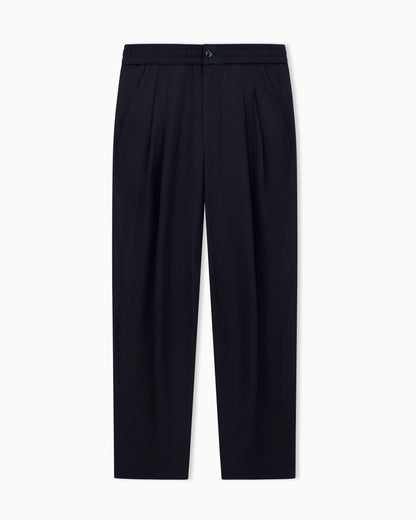 Chevron viscose twill two-pleat trousers