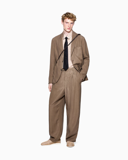 cupro basketweave single-pleat trousers