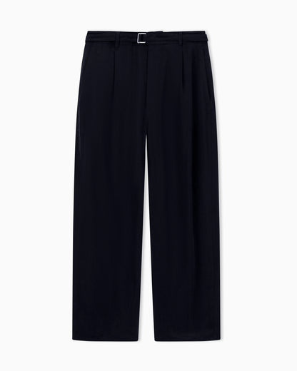 cupro basketweave single-pleat trousers