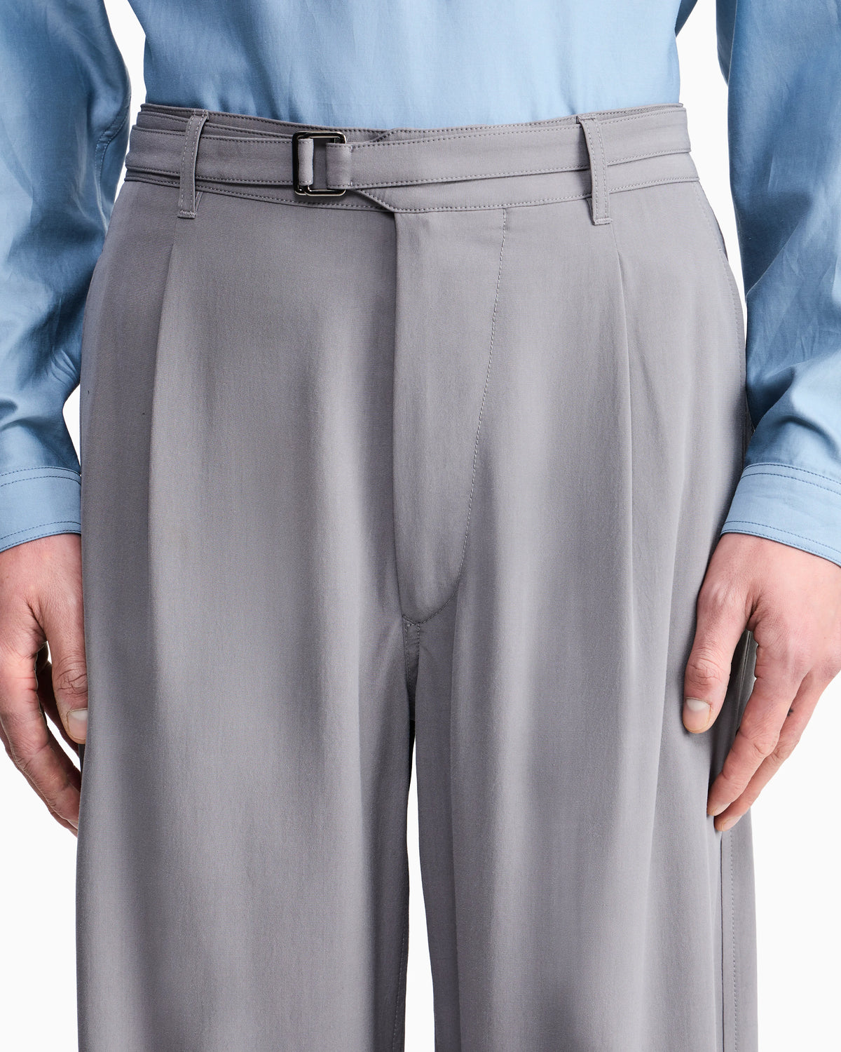 Silk and linen single-pleat trousers
