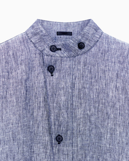 Blouson shirt in mélange linen double canvas