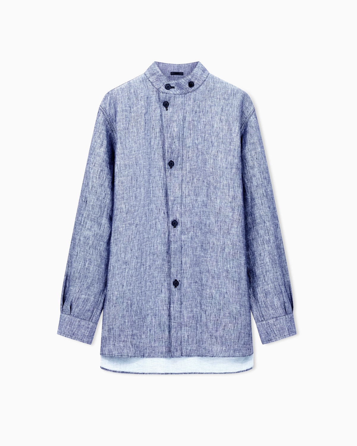 Blouson shirt in mélange linen double canvas