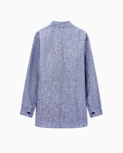 Blouson shirt in mélange linen double canvas