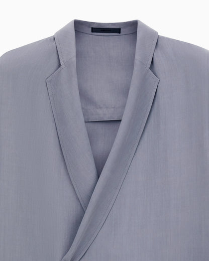 Double-breasted jacket in a silk and linen poplin
