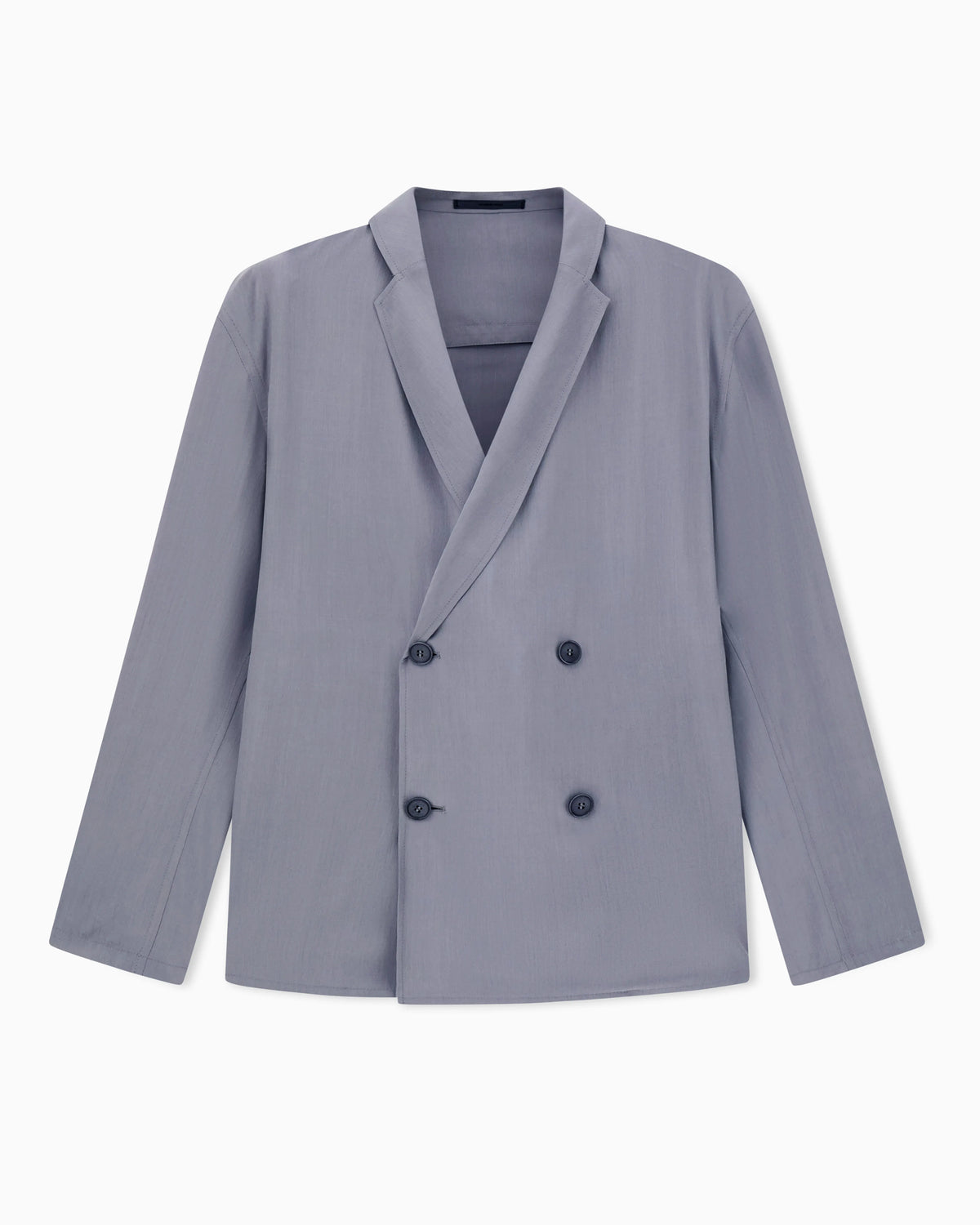 Double-breasted jacket in a silk and linen poplin