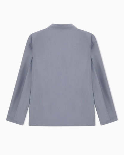 Double-breasted jacket in a silk and linen poplin