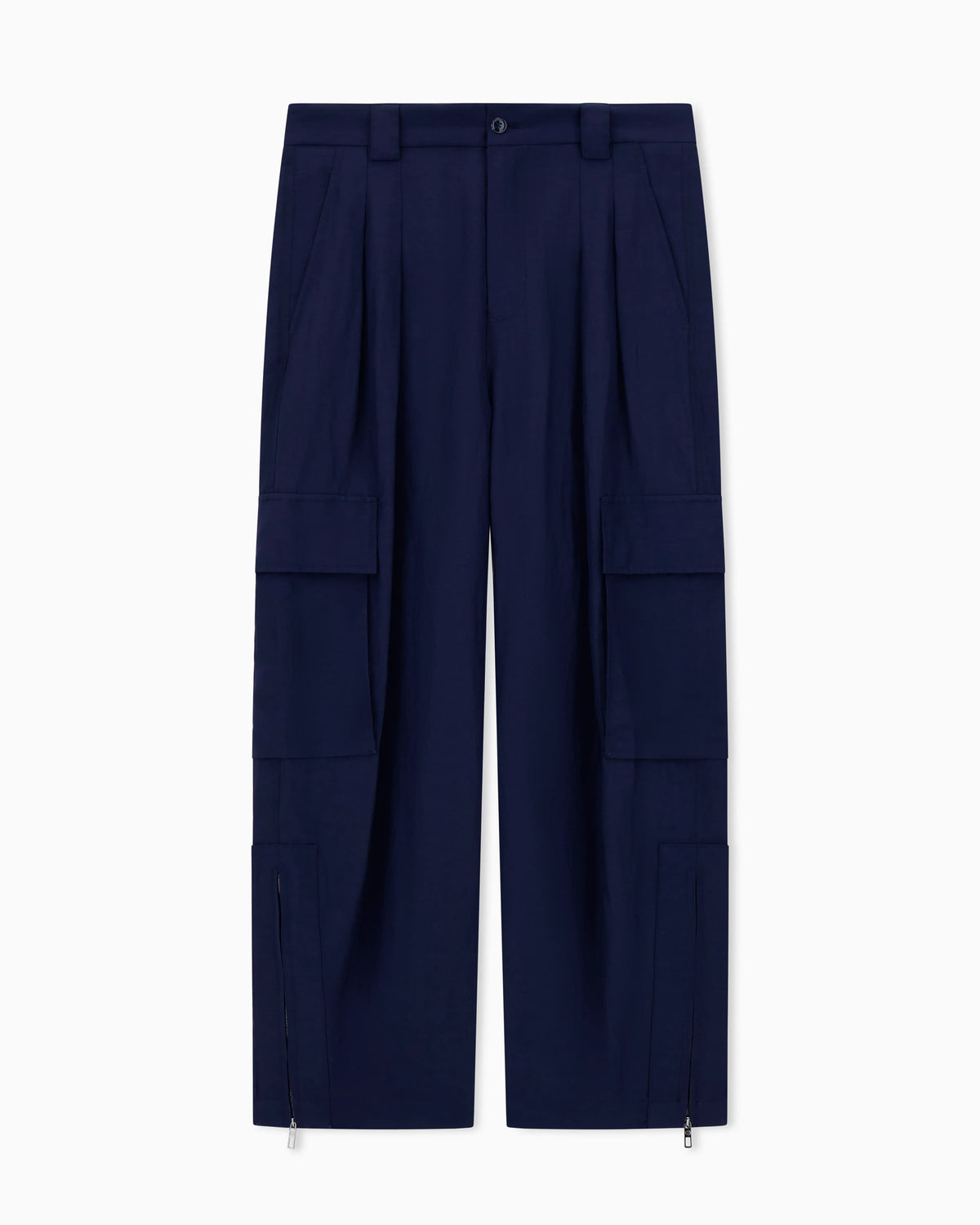 Viscose and linen canvas cargo trousers