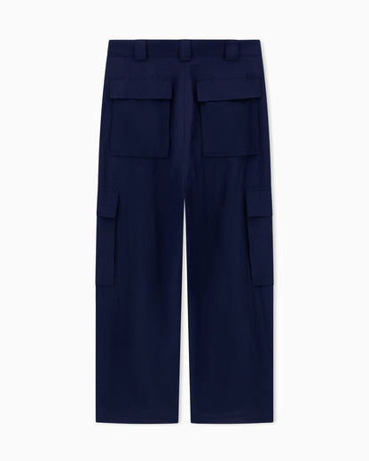 Viscose and linen canvas cargo trousers
