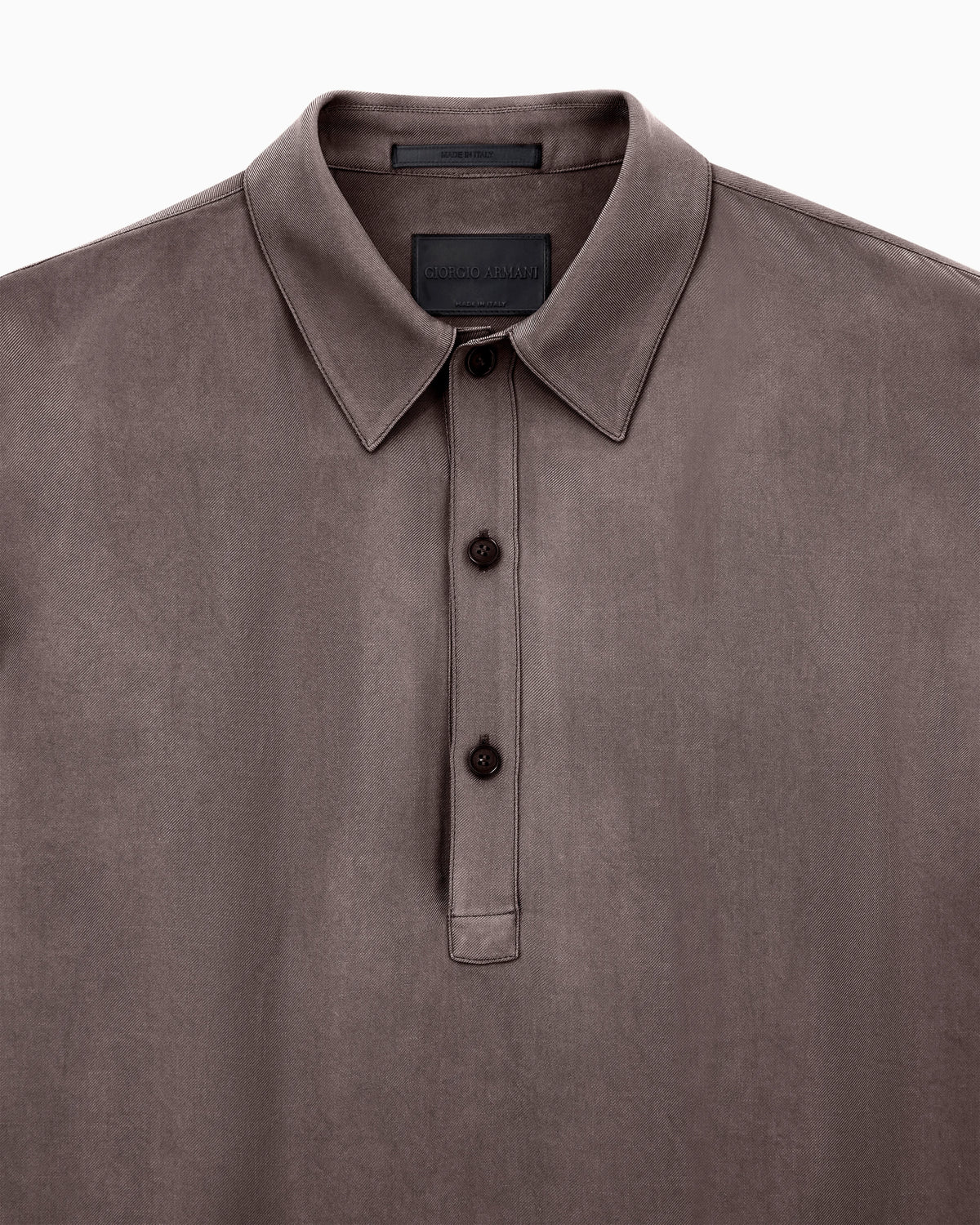 Faded viscose twill polo collar shirt
