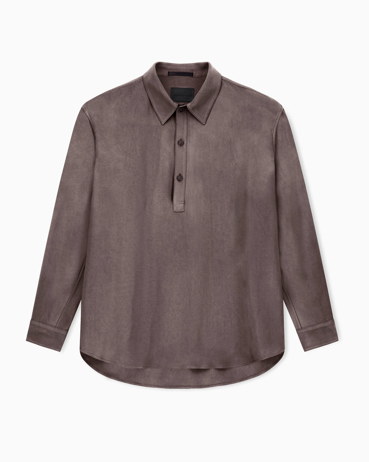 Faded viscose twill polo collar shirt