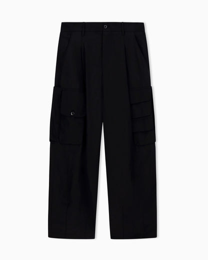Multi-pocket trousers in linen and viscose