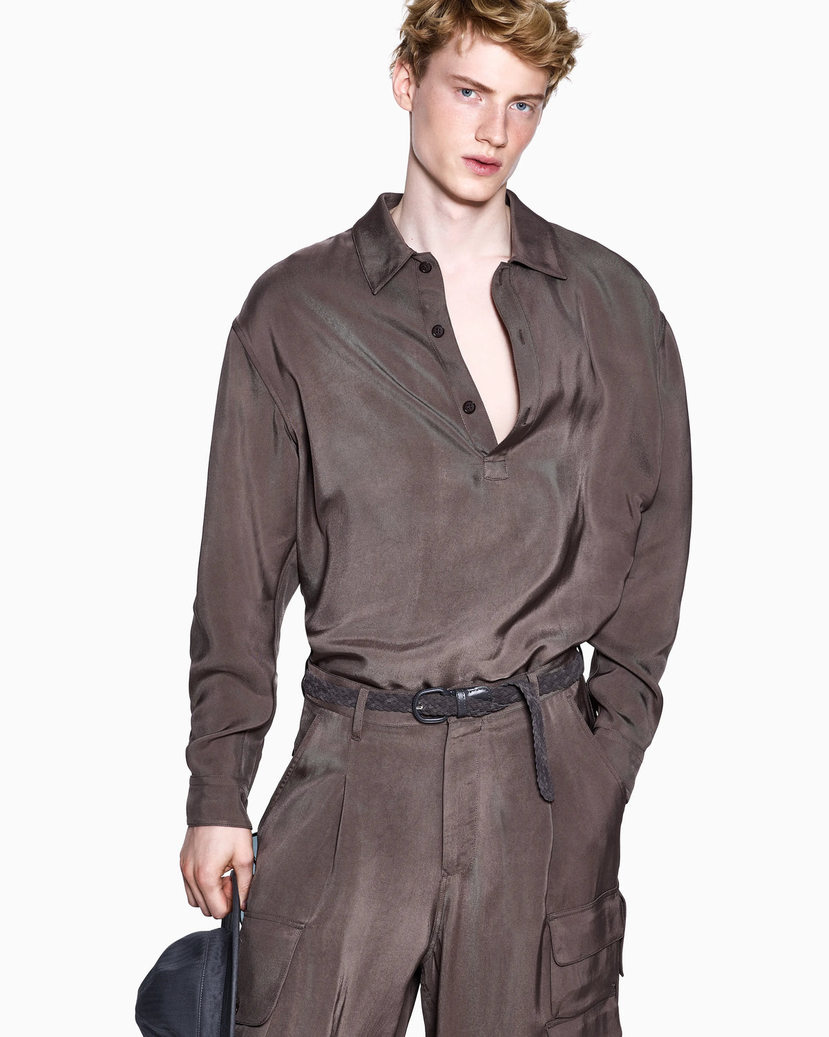 Multi-pocket trousers in faded viscose twill