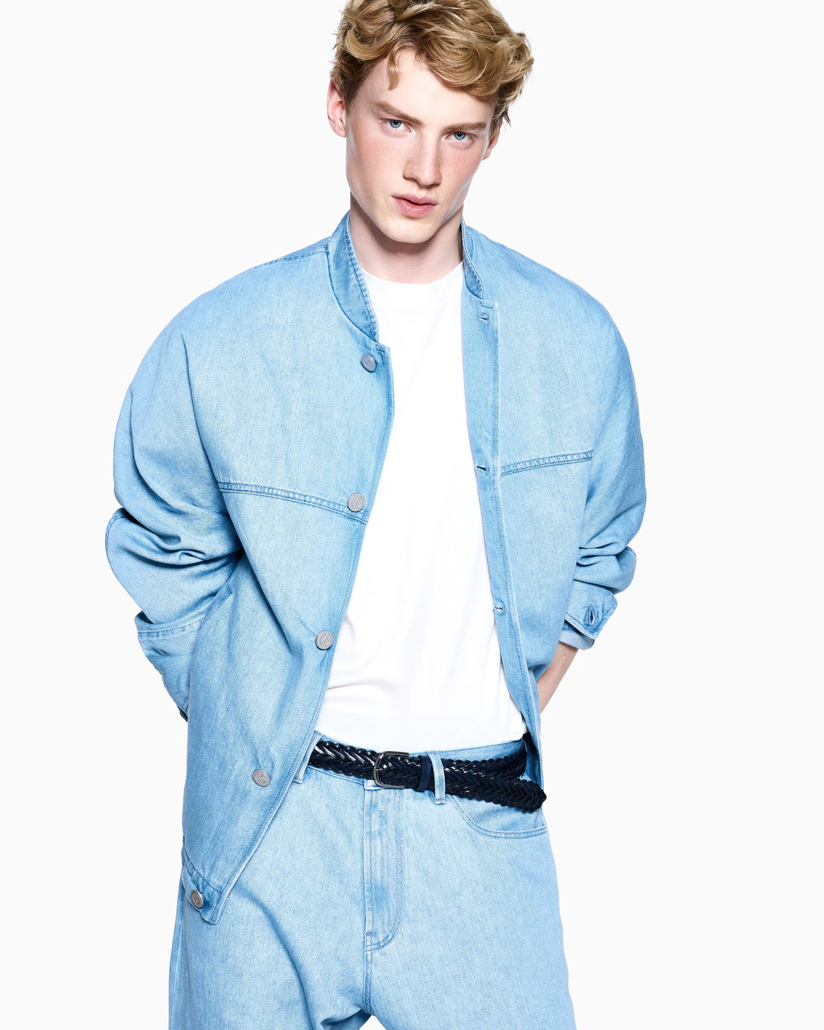 Cotton and linen denim blouson Denim Collection