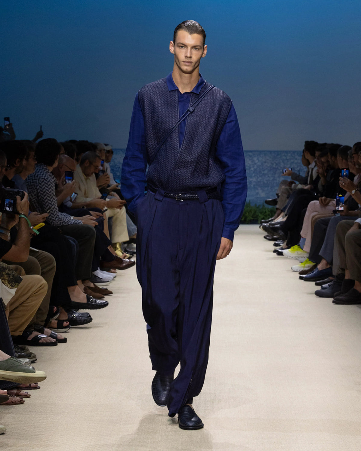 Linen shirt with asymmetric closure