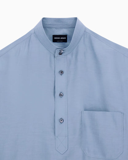Linen, Lyocell and silk polo shirt