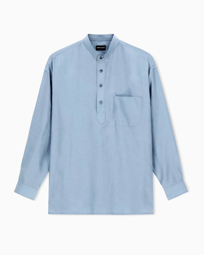 Linen, Lyocell and silk polo shirt