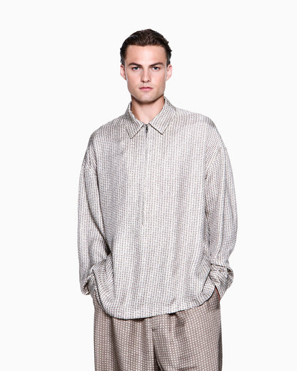 Printed viscose crépon shirt with zip