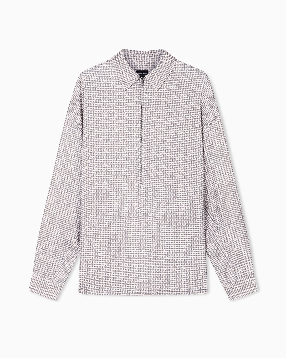 Printed viscose crépon shirt with zip
