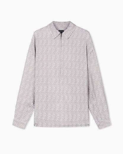 Printed viscose crépon shirt with zip