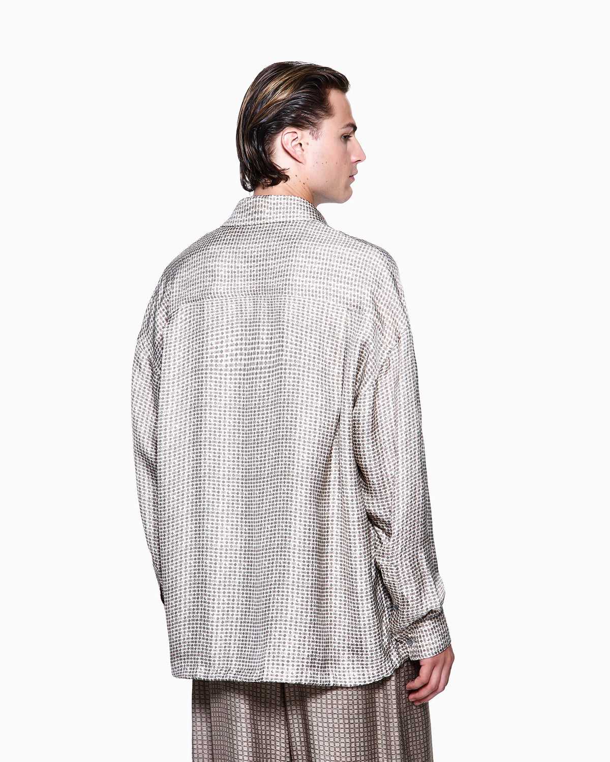 Printed viscose crépon shirt with zip