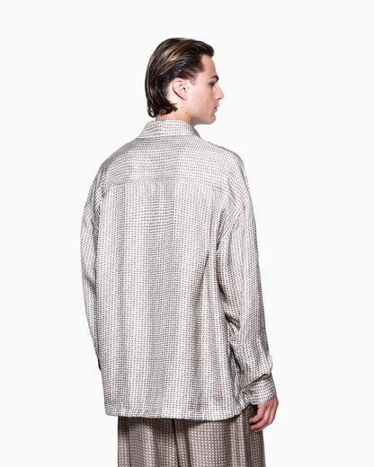 Printed viscose crépon shirt with zip