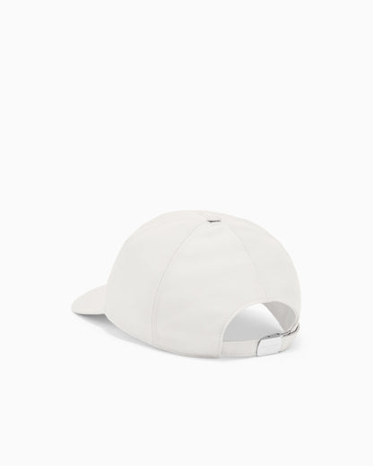 Technical fabric baseball cap with leather logo