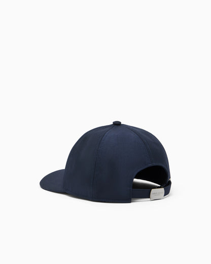 Technical fabric baseball cap with leather logo