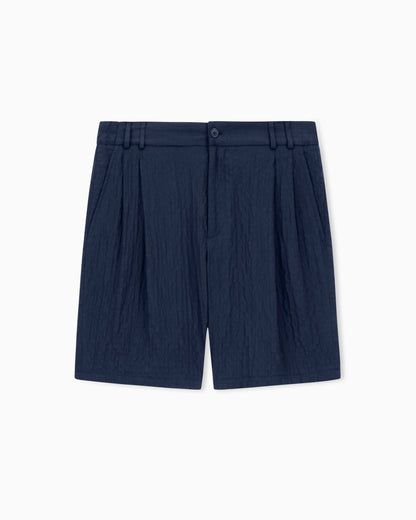 Double-pleat Bermuda shorts in Lyocell and silk froissé