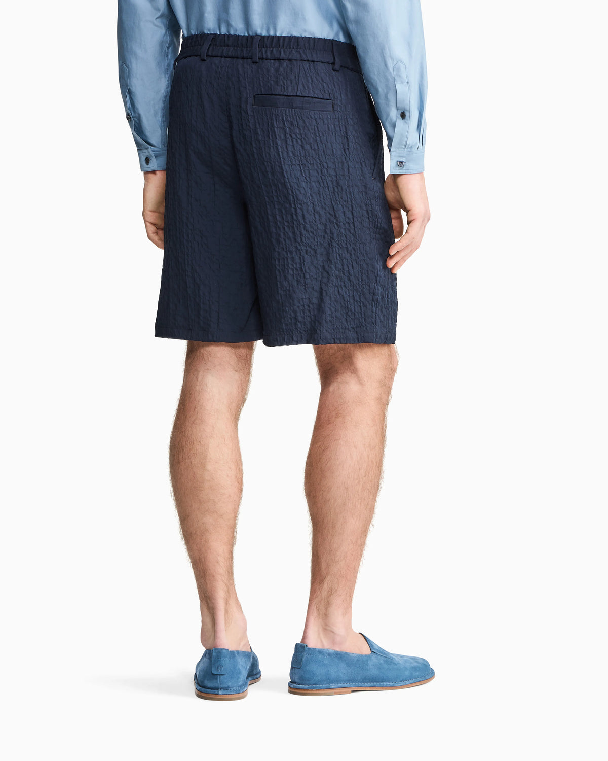 Double-pleat Bermuda shorts in Lyocell and silk froissé