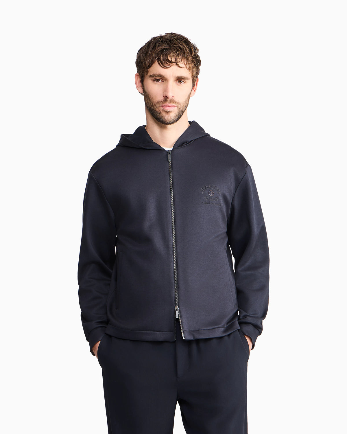 Double-jersey hooded sweatshirt