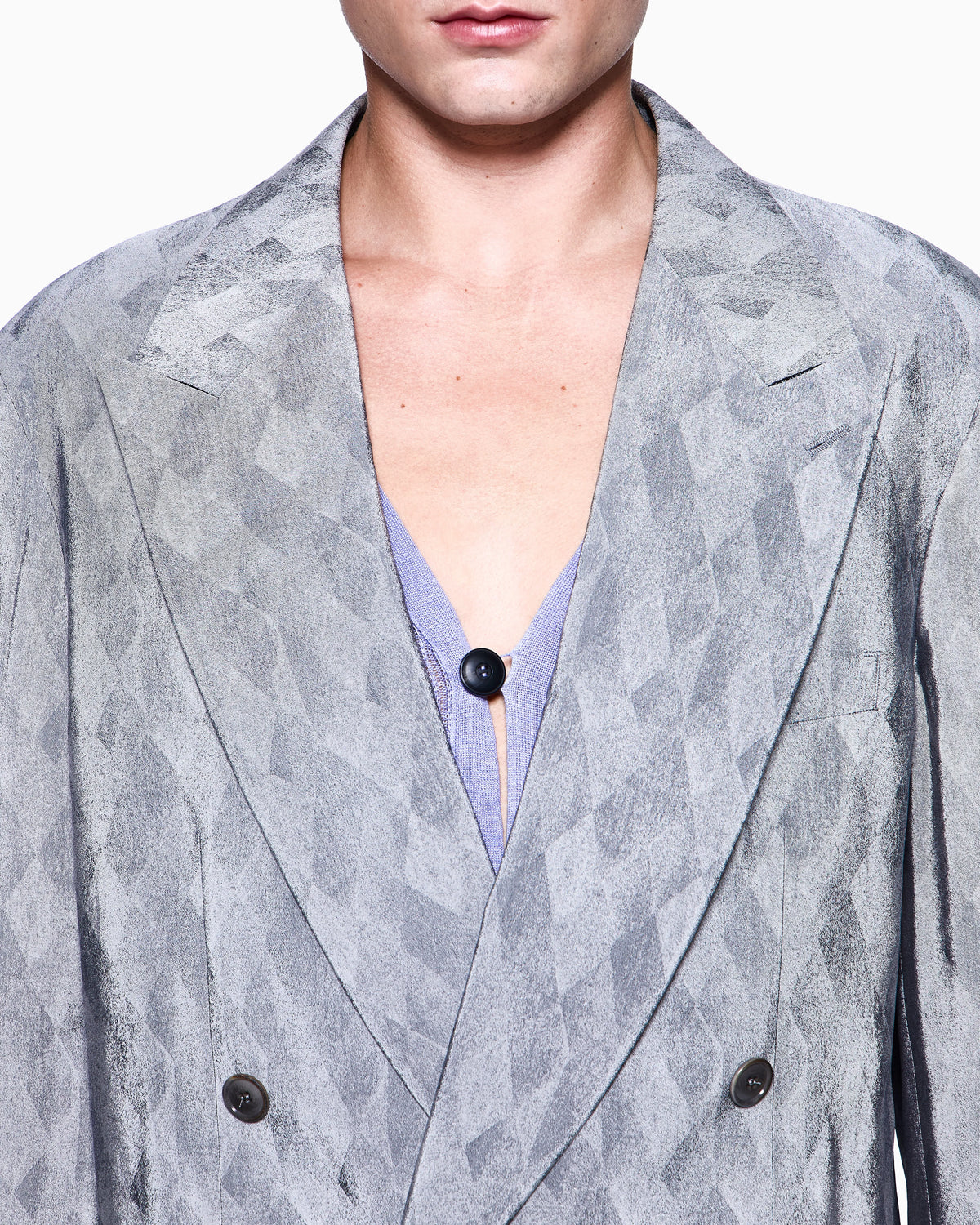 Viscose and silk jacquard double-breasted jacket