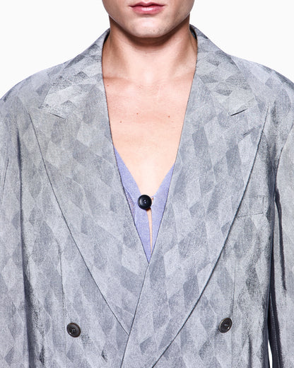 Viscose and silk jacquard double-breasted jacket