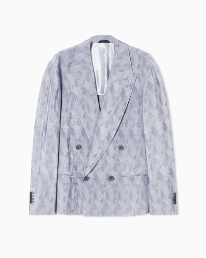 Viscose and silk jacquard double-breasted jacket