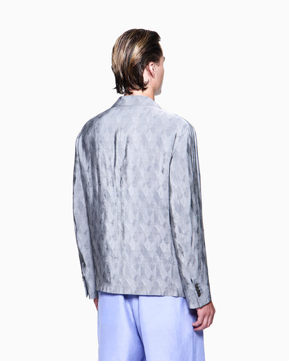 Viscose and silk jacquard double-breasted jacket