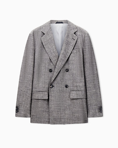 Silk and linen double-breasted jacket
