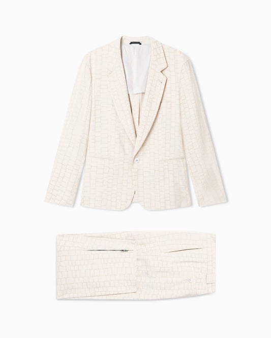Jacquard viscose and linen single-breasted suit
