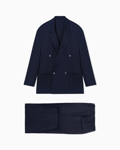 Cupro chevron double-breasted suit
