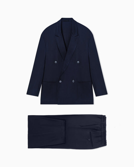Cupro chevron double-breasted suit