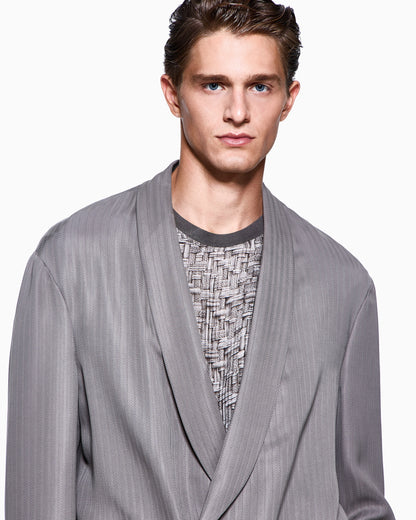 Cupro chevron double-breasted suit