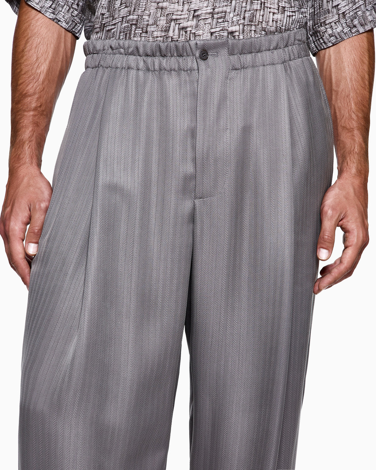 Cupro chevron double-breasted suit