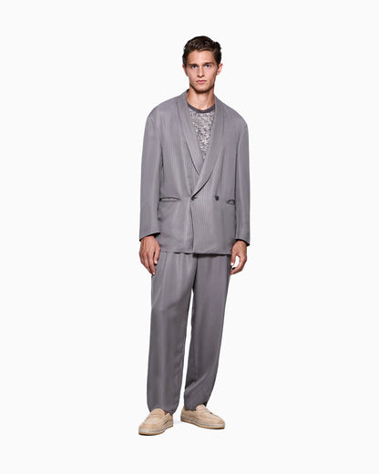 Cupro chevron double-breasted suit