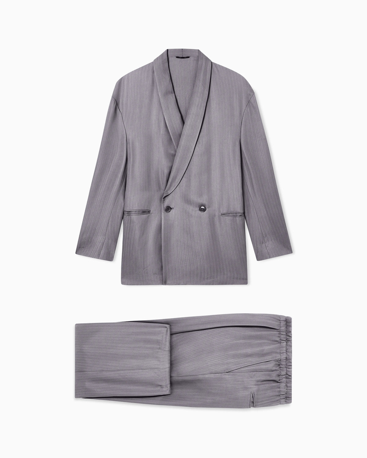 Cupro chevron double-breasted suit